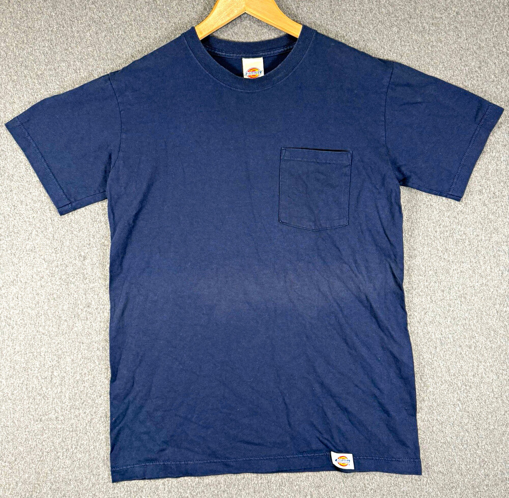 Dickies T Shirt Mens Medium Navy Blue Pocket Short Sleeve Cotton Workwear Tee